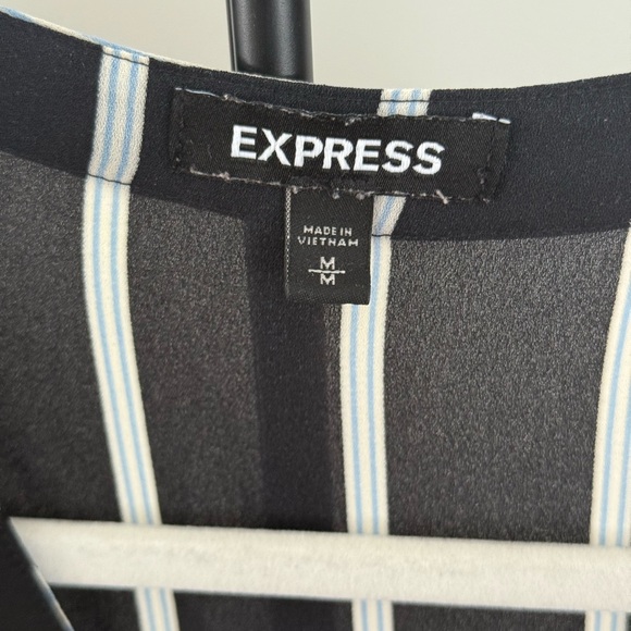 Express Women's Black and White Striped Blouse - Picture 3 of 3
